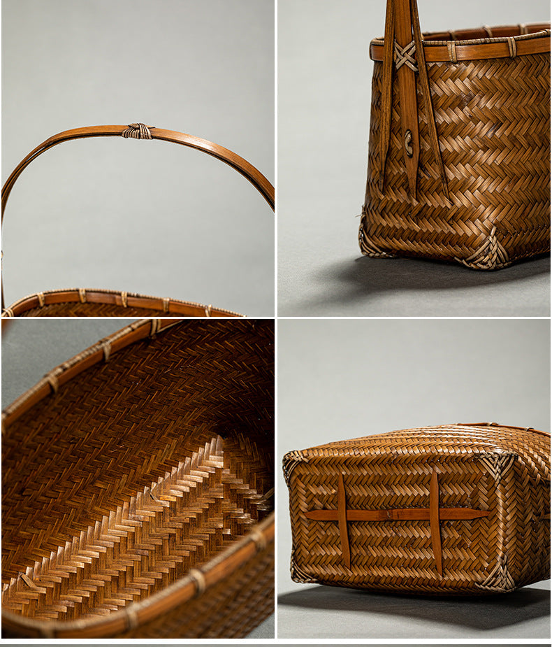 In Chinese Antique Style Bamboo Woven Cabas