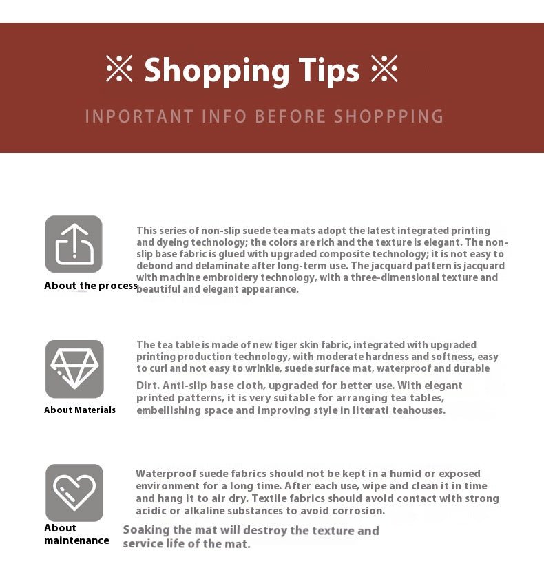 New Chinese Style Retro Embroidered Suede Tea Mat