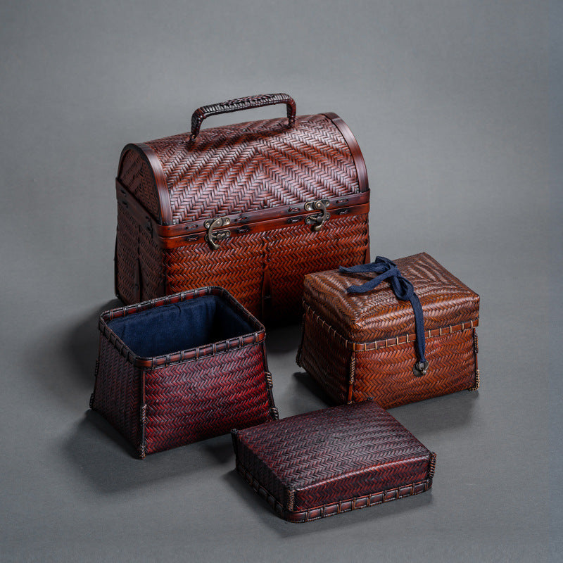 Bamboo tea set storage box