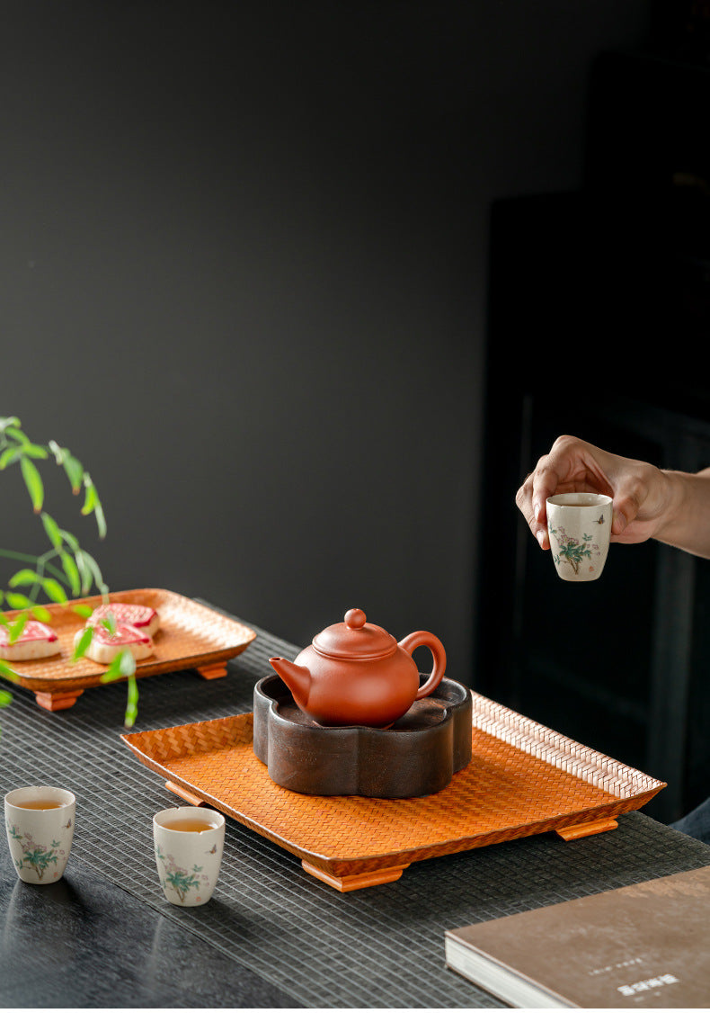 Chinese Style Bamboo Woven Tea Tray