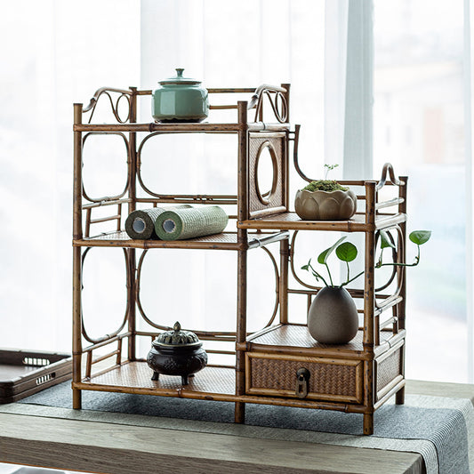 Handmade Bamboo Tea Shelf Curio Stand