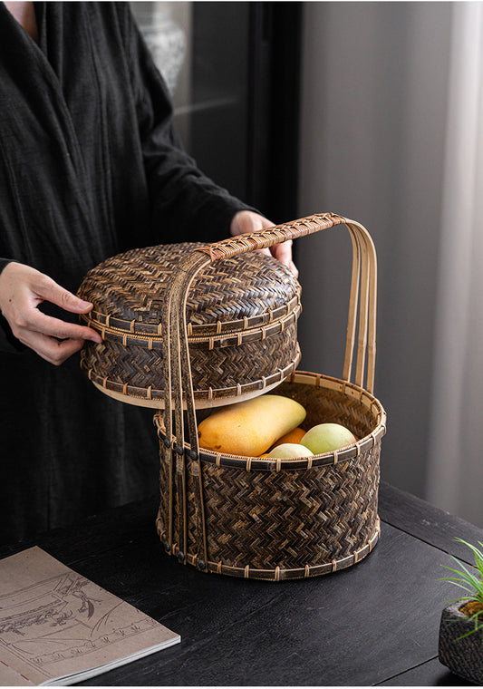 Bamboo Basket Old-Fashioned Portable Small Basket