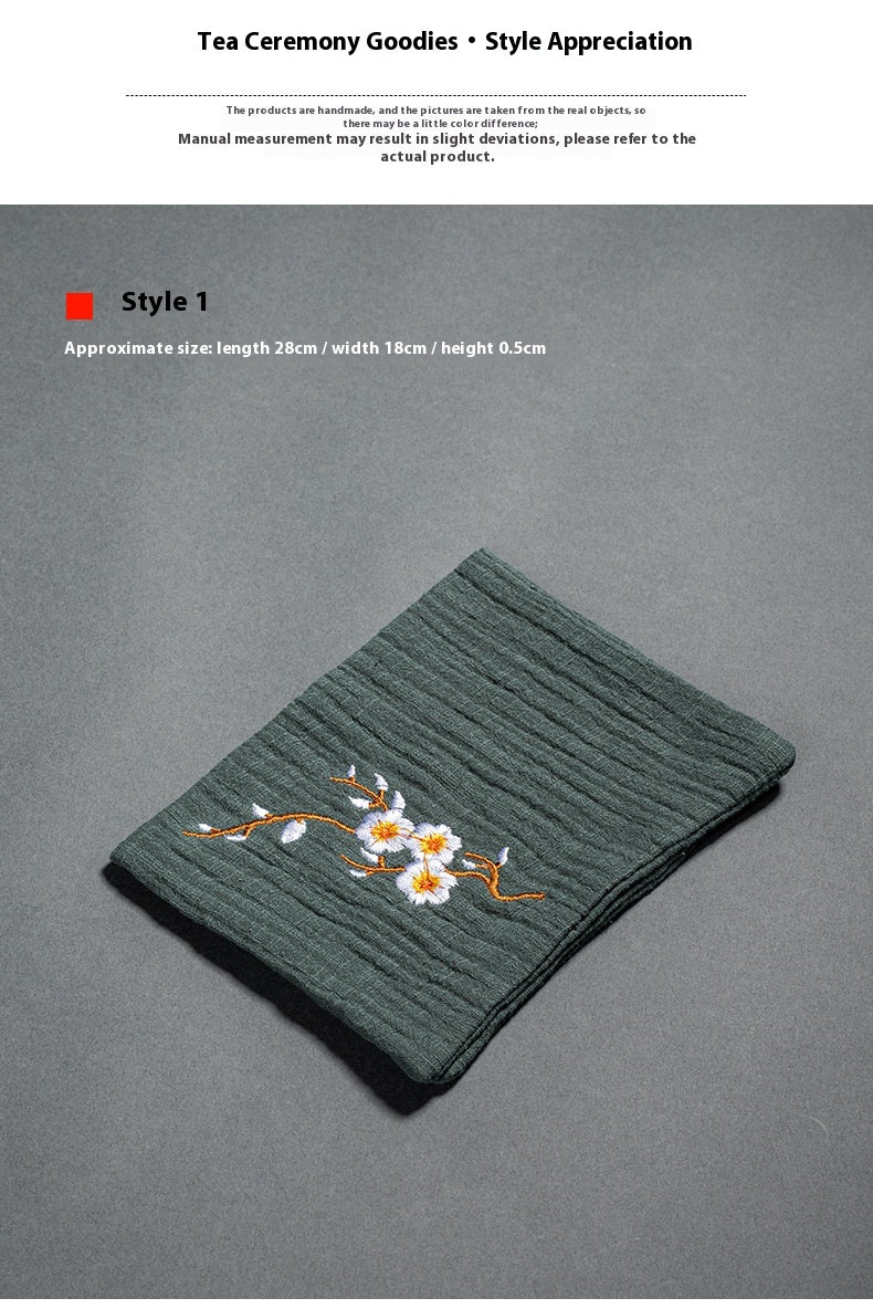 Cotton and Linen Embroidered Tea Towel