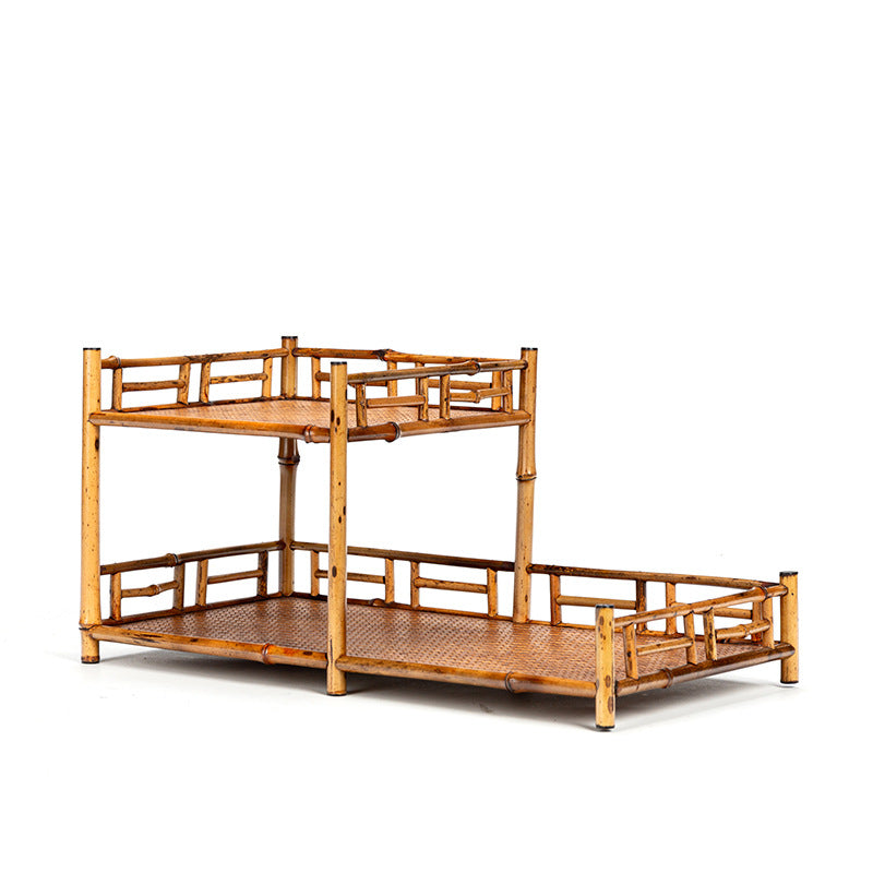 Zen-inspired Bamboo and Ancient Vase Display Shelf
