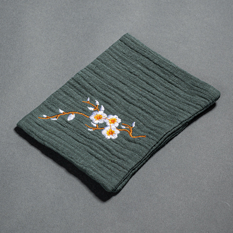 Cotton and Linen Embroidered Tea Towel