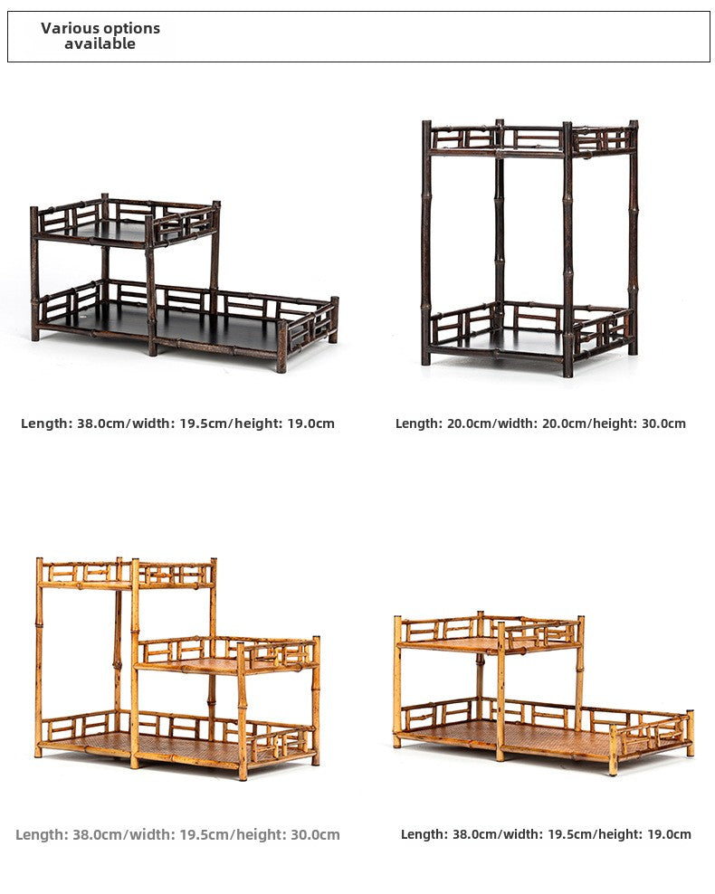 Zen-inspired Bamboo and Ancient Vase Display Shelf