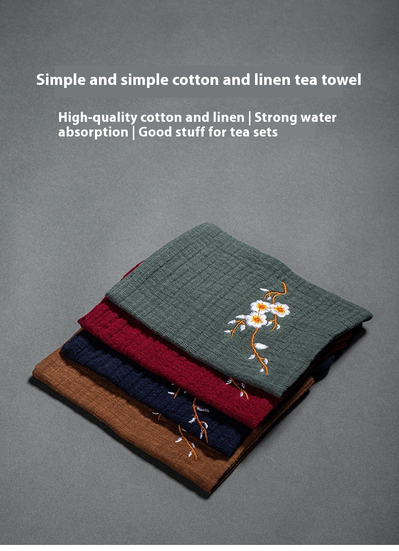 Cotton and Linen Embroidered Tea Towel