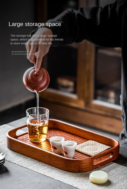 Bamboo Woven Dry Pour Tea Tray