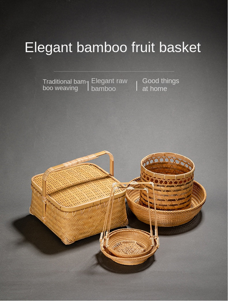 Bamboo Woven Storage Basket with Lid