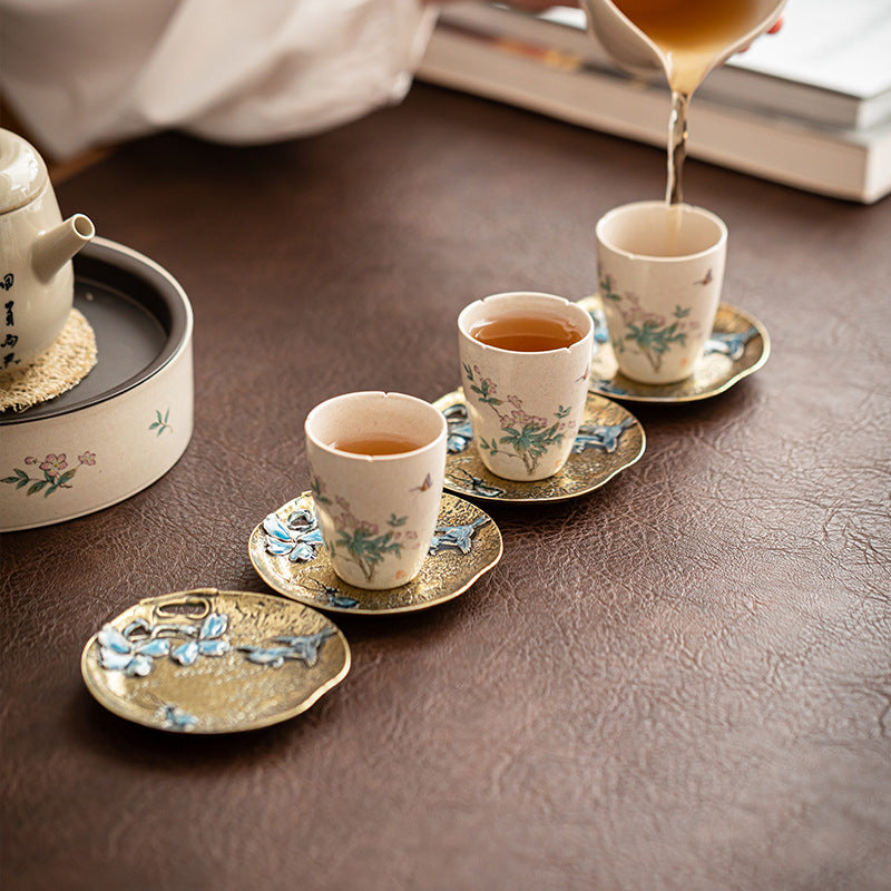 Enamel Japanese Style Metal Tea Cup Coaster