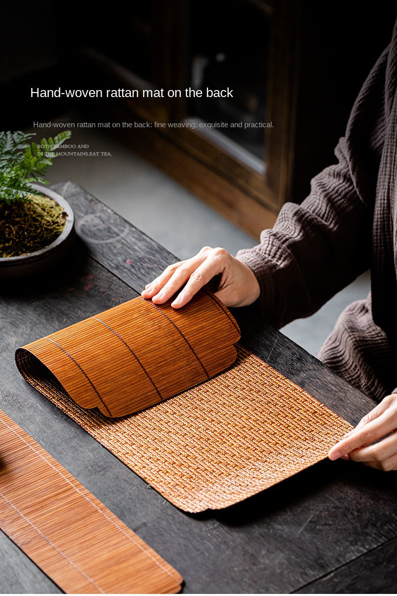 Large Lacquered Bamboo Tea Mat