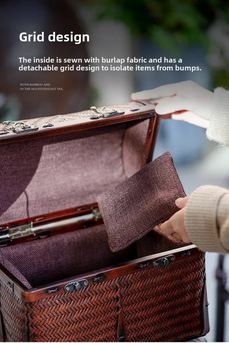 Bamboo tea set storage box