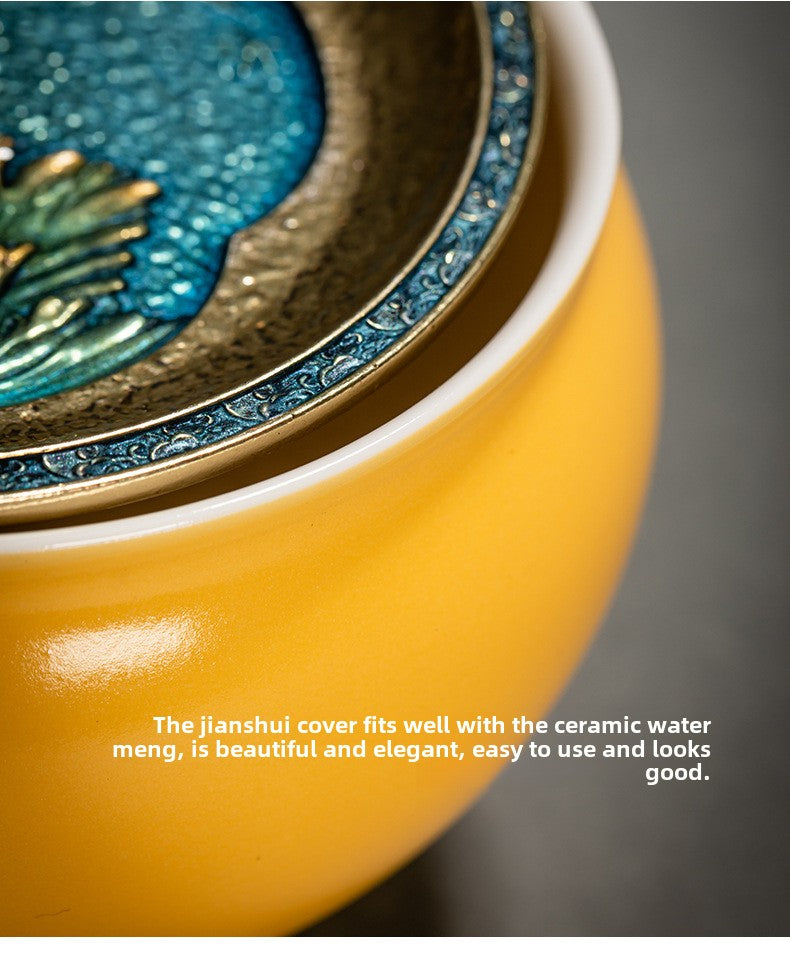 Chinese Household Colorful Ceramic Building Water with Lid