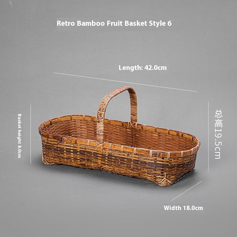 Bamboo Basket Old-Fashioned Portable Small Basket