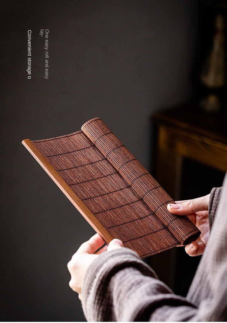 Large Lacquered Bamboo Tea Mat