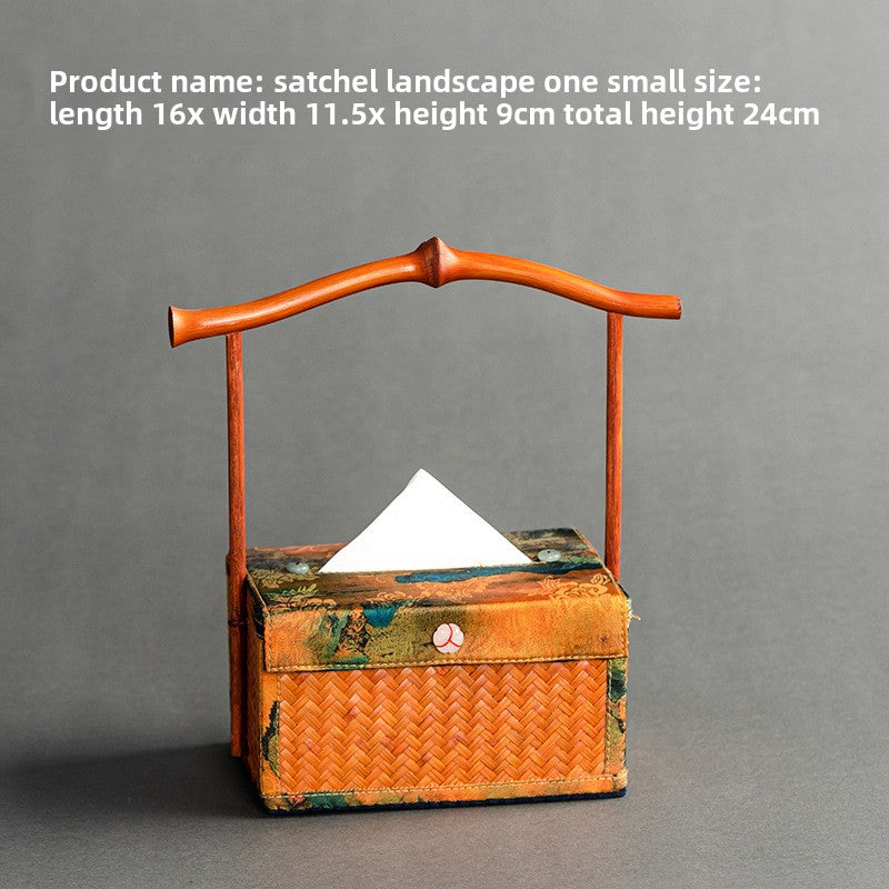 Chinese Style Retro Bamboo Woven Handheld Tissue Box