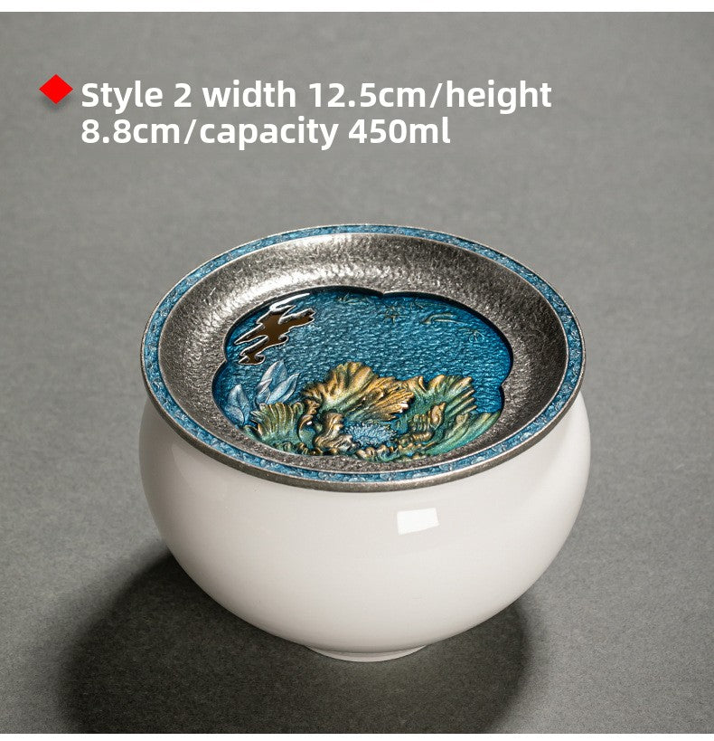 Chinese Household Colorful Ceramic Building Water with Lid