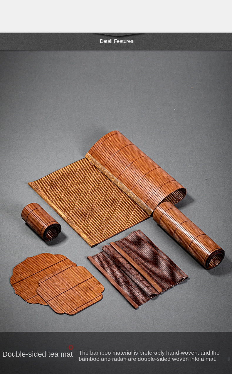 Large Lacquered Bamboo Tea Mat