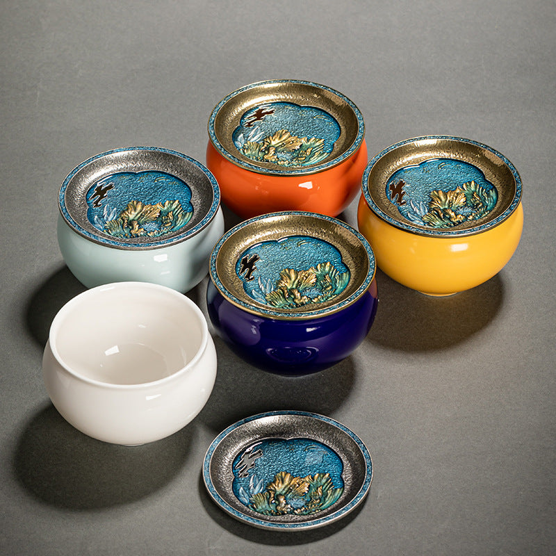 Chinese Household Colorful Ceramic Building Water with Lid