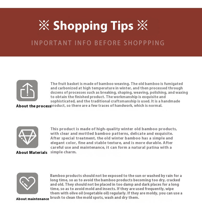 Vintage Handheld Bamboo Basket Bamboo Woven Storage Basket Fruit Basket