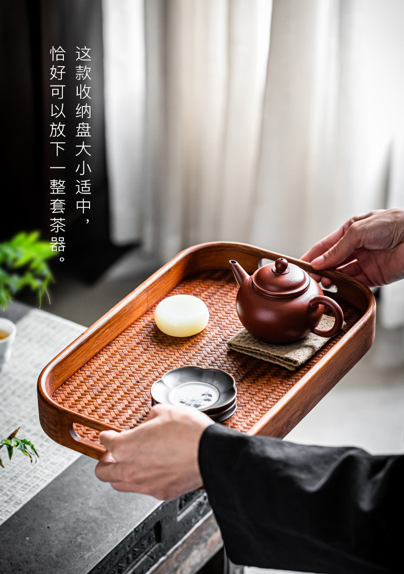 Bamboo Woven Dry Pour Tea Tray