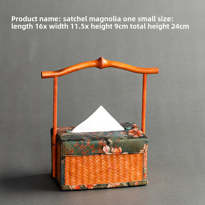 Chinese Style Retro Bamboo Woven Handheld Tissue Box
