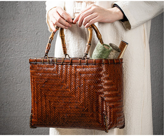 Handheld Retro Bamboo Woven Bag