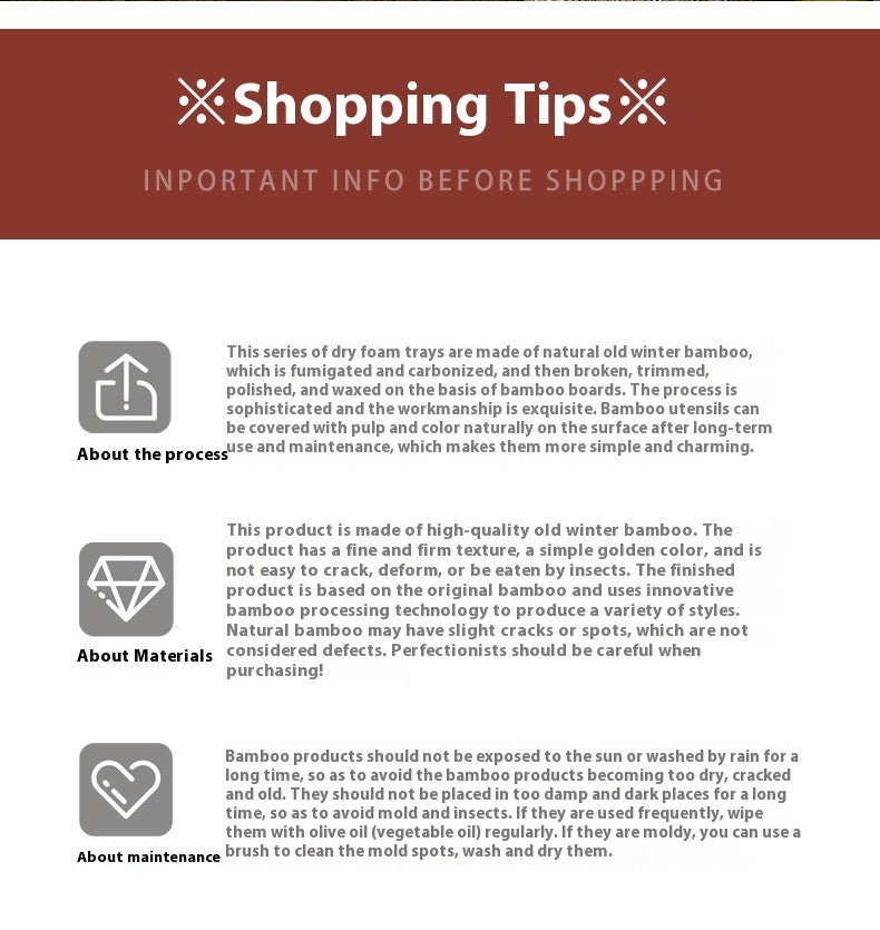 Heavy Bamboo Rectangular Single Layer Simple Tray