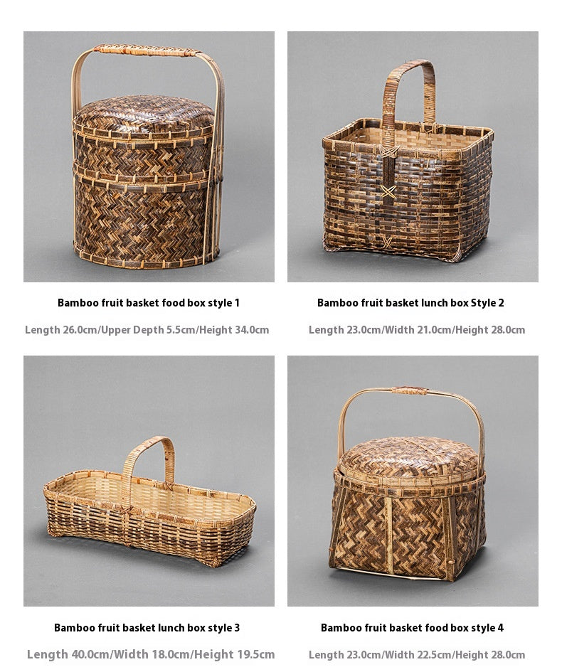 Bamboo Basket Old-Fashioned Portable Small Basket