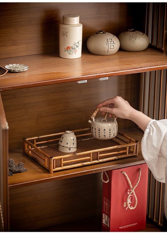 Japanese-style bamboo tea tray