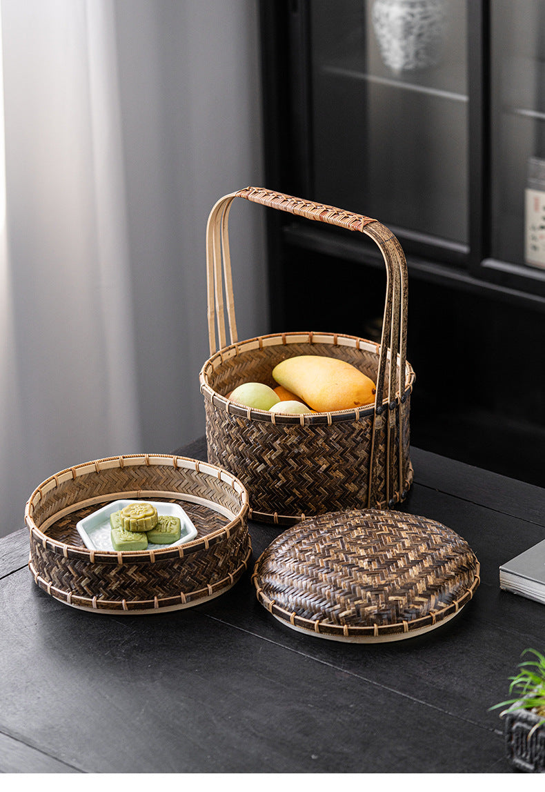 Bamboo Basket Old-Fashioned Portable Small Basket