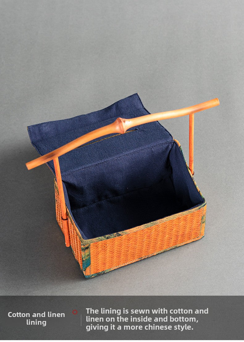 Chinese Style Retro Bamboo Woven Handheld Tissue Box