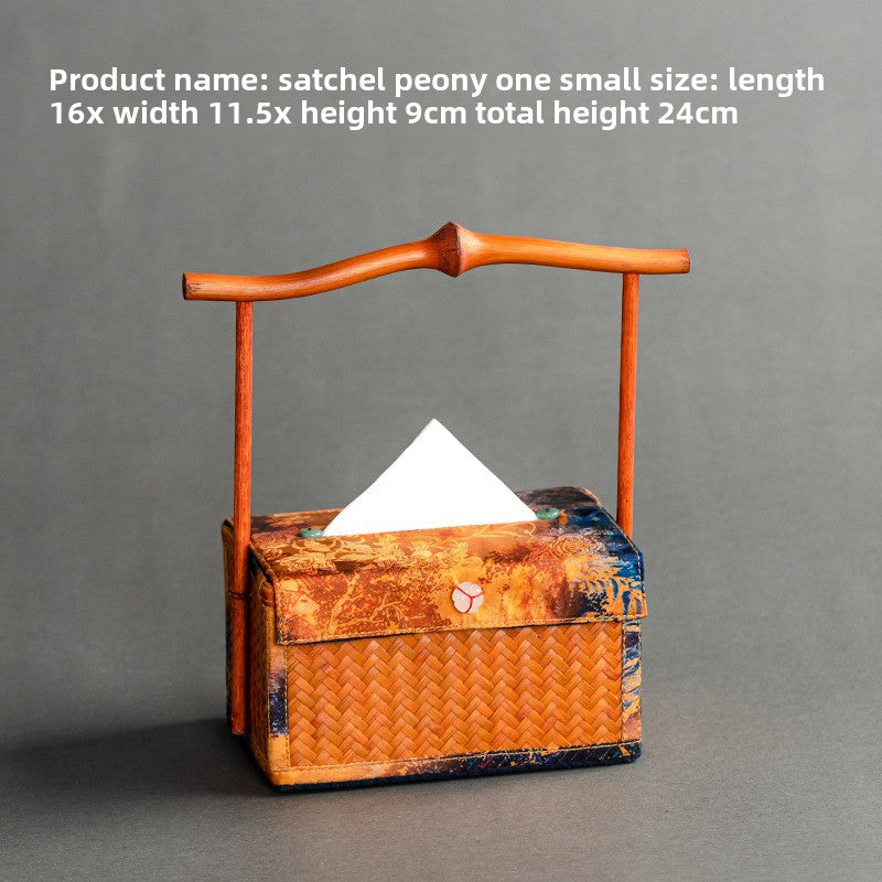Chinese Style Retro Bamboo Woven Handheld Tissue Box