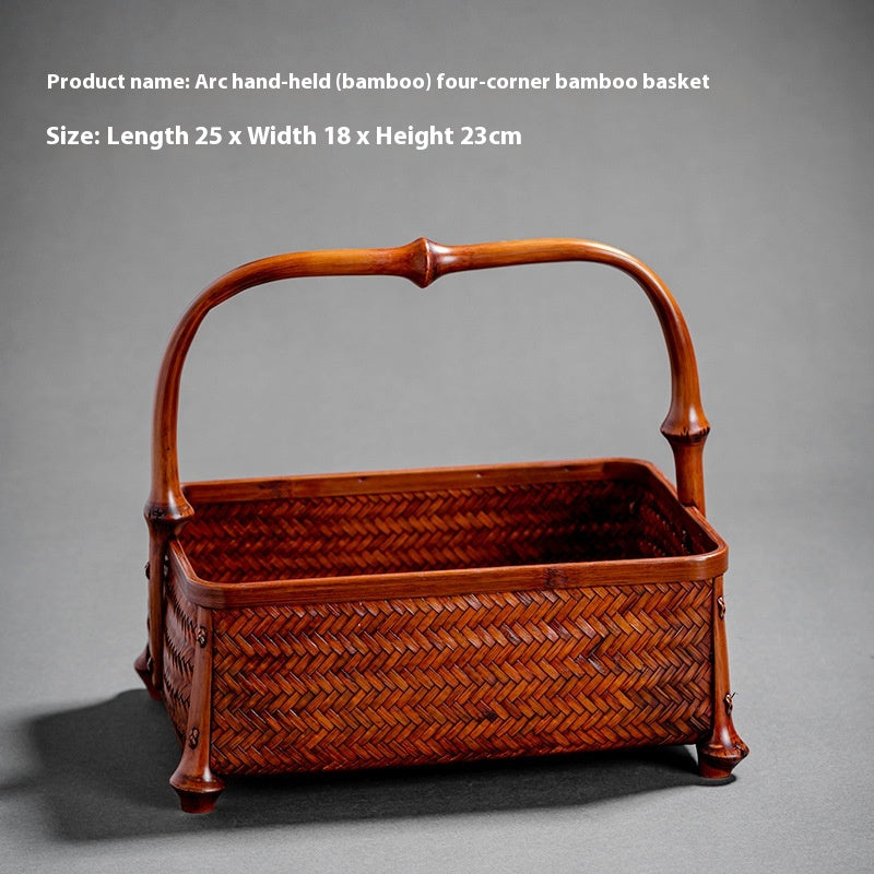Large Lacquered Bamboo Woven Storage Basket