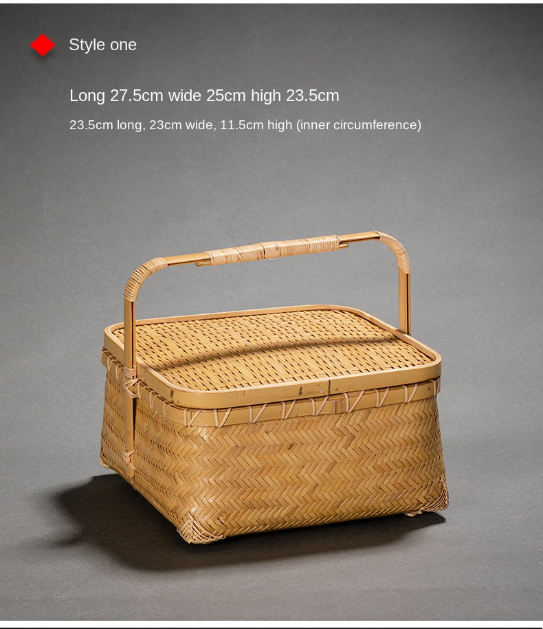 Bamboo Woven Storage Basket with Lid