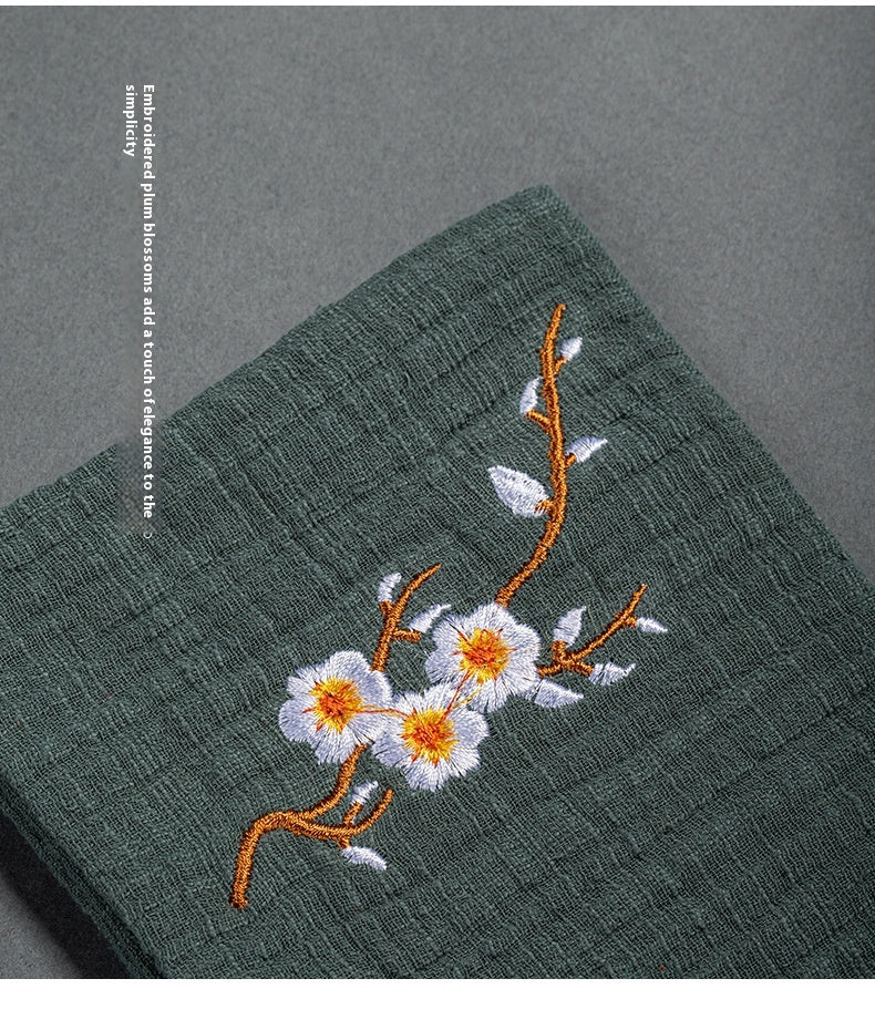 Cotton and Linen Embroidered Tea Towel
