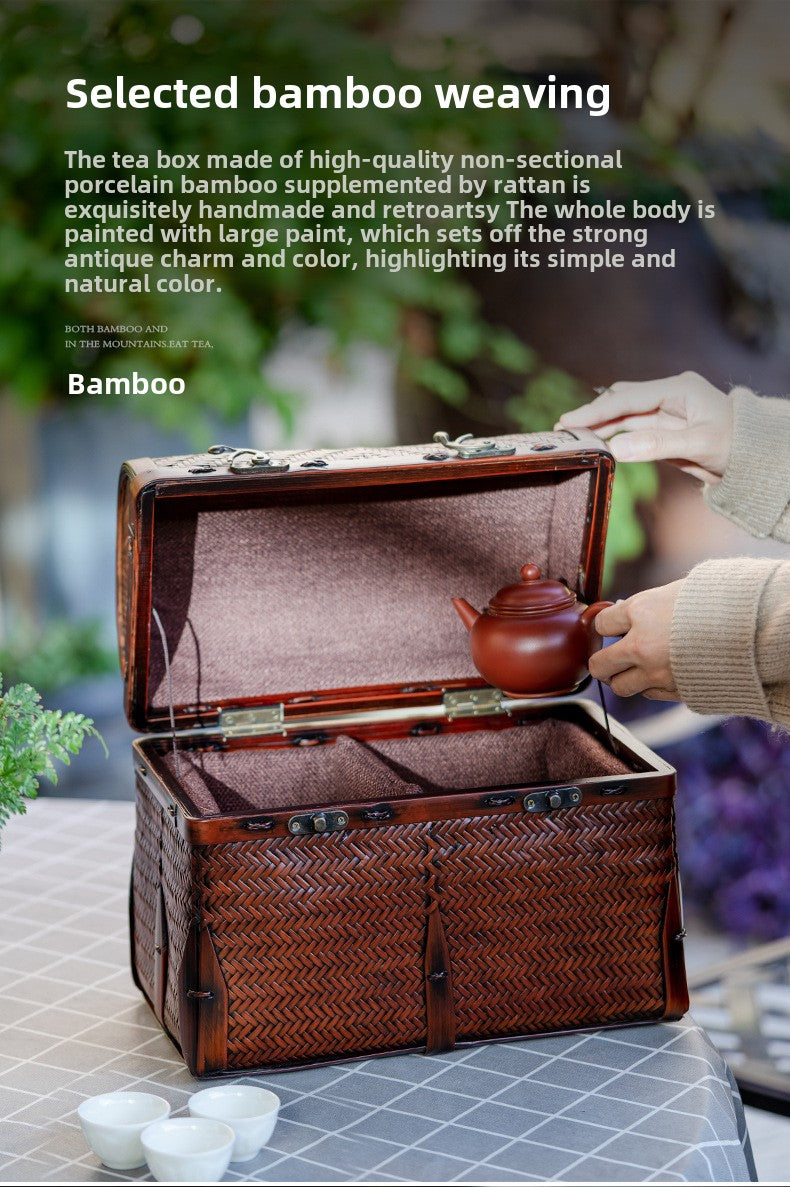 Bamboo tea set storage box