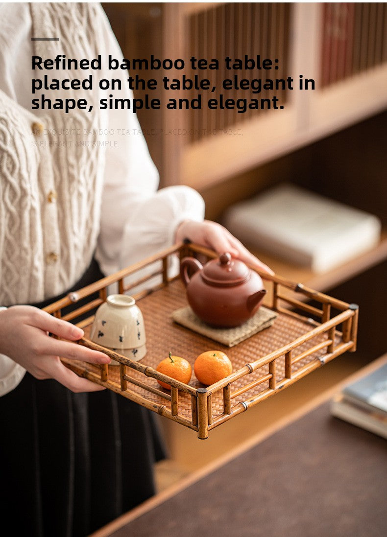 Japanese-style bamboo tea tray