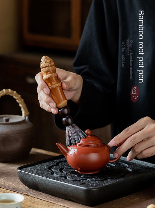 Chinese Style Old Bamboo Root Teapot Brush