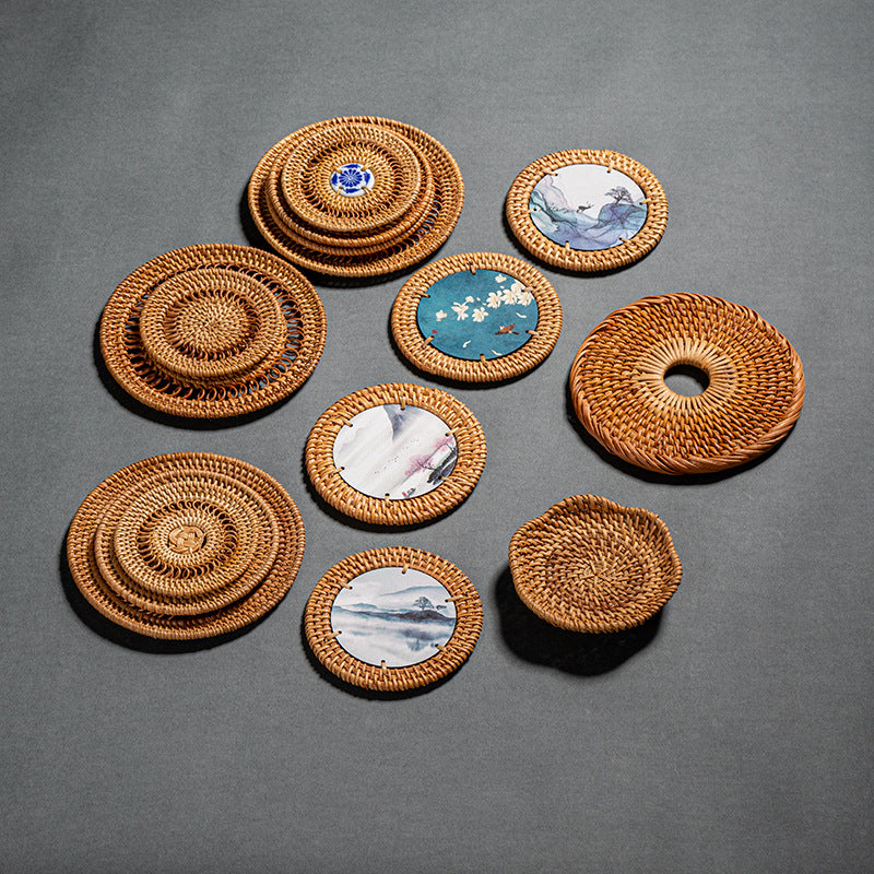 Chinese style creative rattan coaster