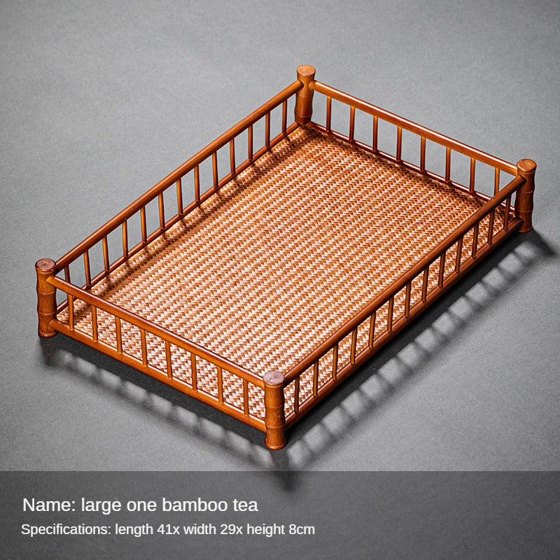Bamboo Woven Tea Set Storage Basket Frame