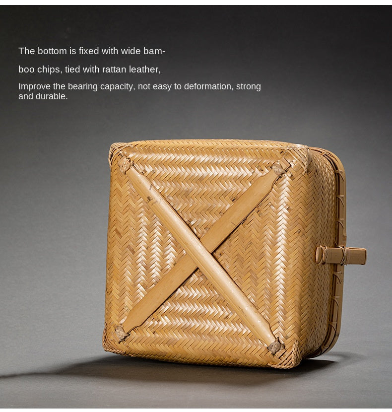 Bamboo Woven Storage Basket with Lid