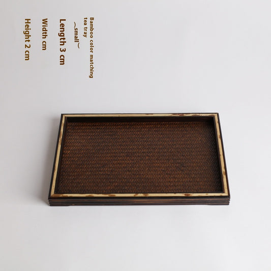 Vintage Bamboo Tea Tray with Tea Holder
