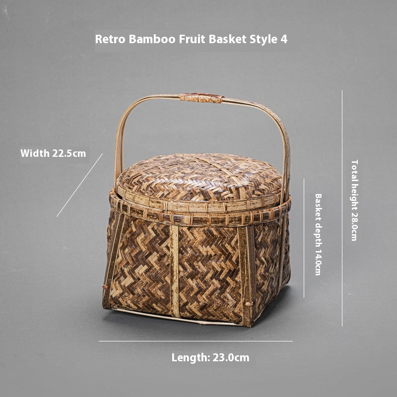 Bamboo Basket Old-Fashioned Portable Small Basket