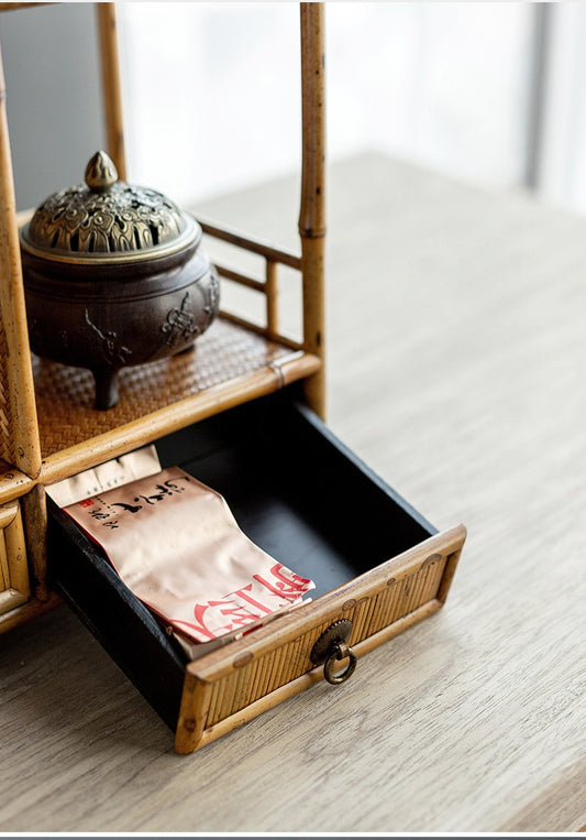 Meilu Bamboo Tea Shelf Display Stand