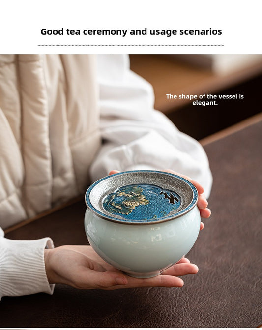 Chinese Household Colorful Ceramic Building Water with Lid