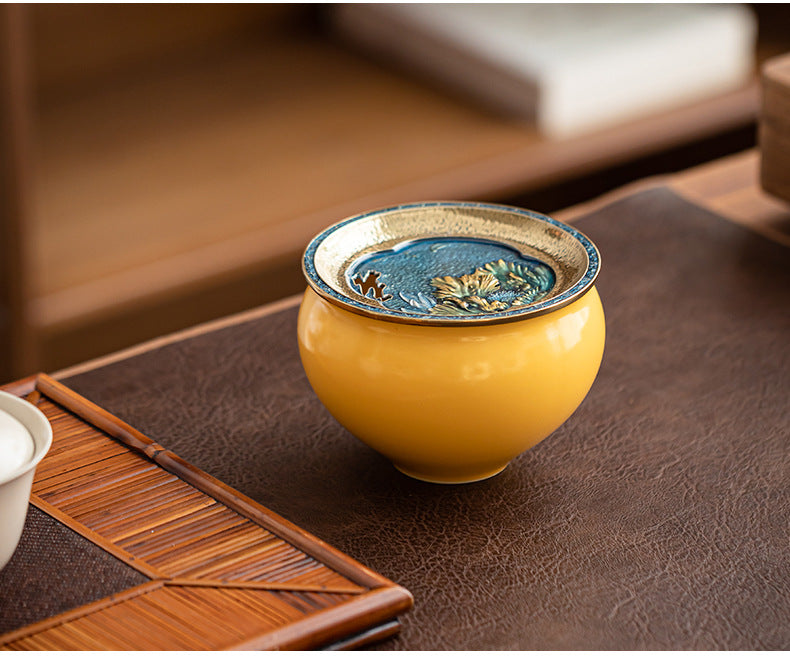 Chinese Household Colorful Ceramic Building Water with Lid