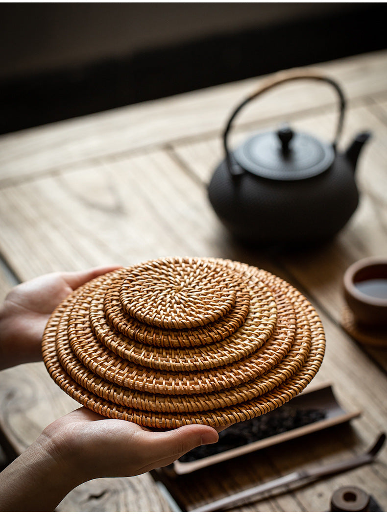 Rattan Woven Coaster Pot