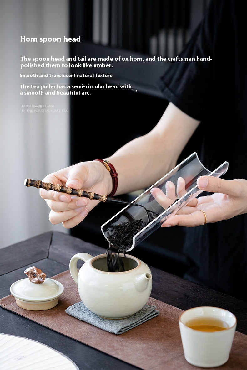 Ox Horn Tea Scoop Long Handle Matcha Spoon