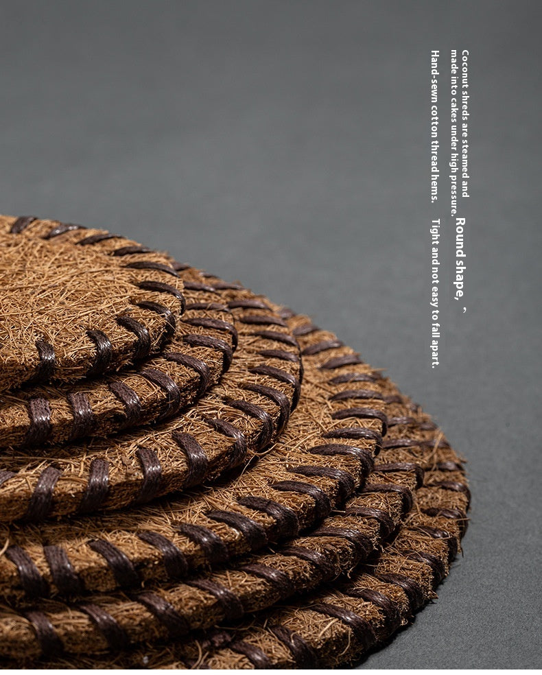 Coconut Palm Coaster Tea Mat Thickened Bristle Mat